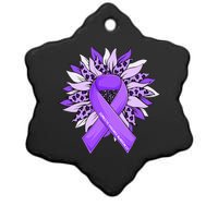 Stop Violence End The Silence Domestic Violence Ribbon Ceramic Star Ornament