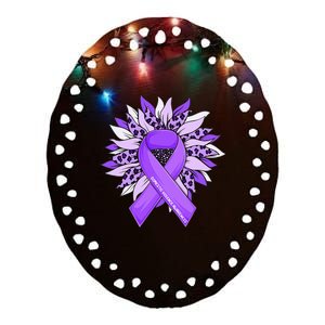 Stop Violence End The Silence Domestic Violence Ribbon Ceramic Oval Ornament