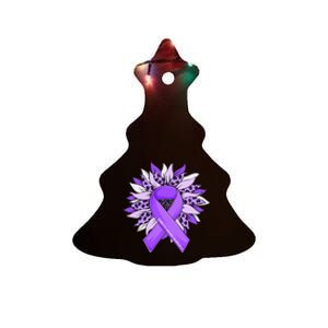 Stop Violence End The Silence Domestic Violence Ribbon Ceramic Tree Ornament