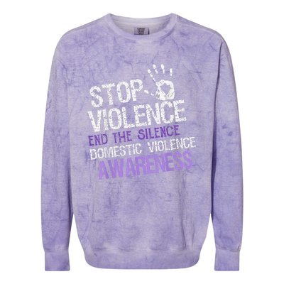 Stop Violence End The Silence Domestic Violence Awareness Colorblast Crewneck Sweatshirt