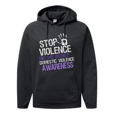 Stop Violence End The Silence Domestic Violence Awareness Performance Fleece Hoodie