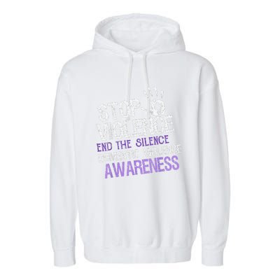 Stop Violence End The Silence Domestic Violence Awareness Garment-Dyed Fleece Hoodie