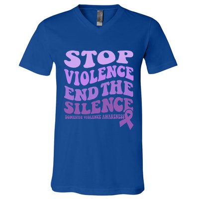 Stop Violence End the Silence Domestic Violence Awareness V-Neck T-Shirt
