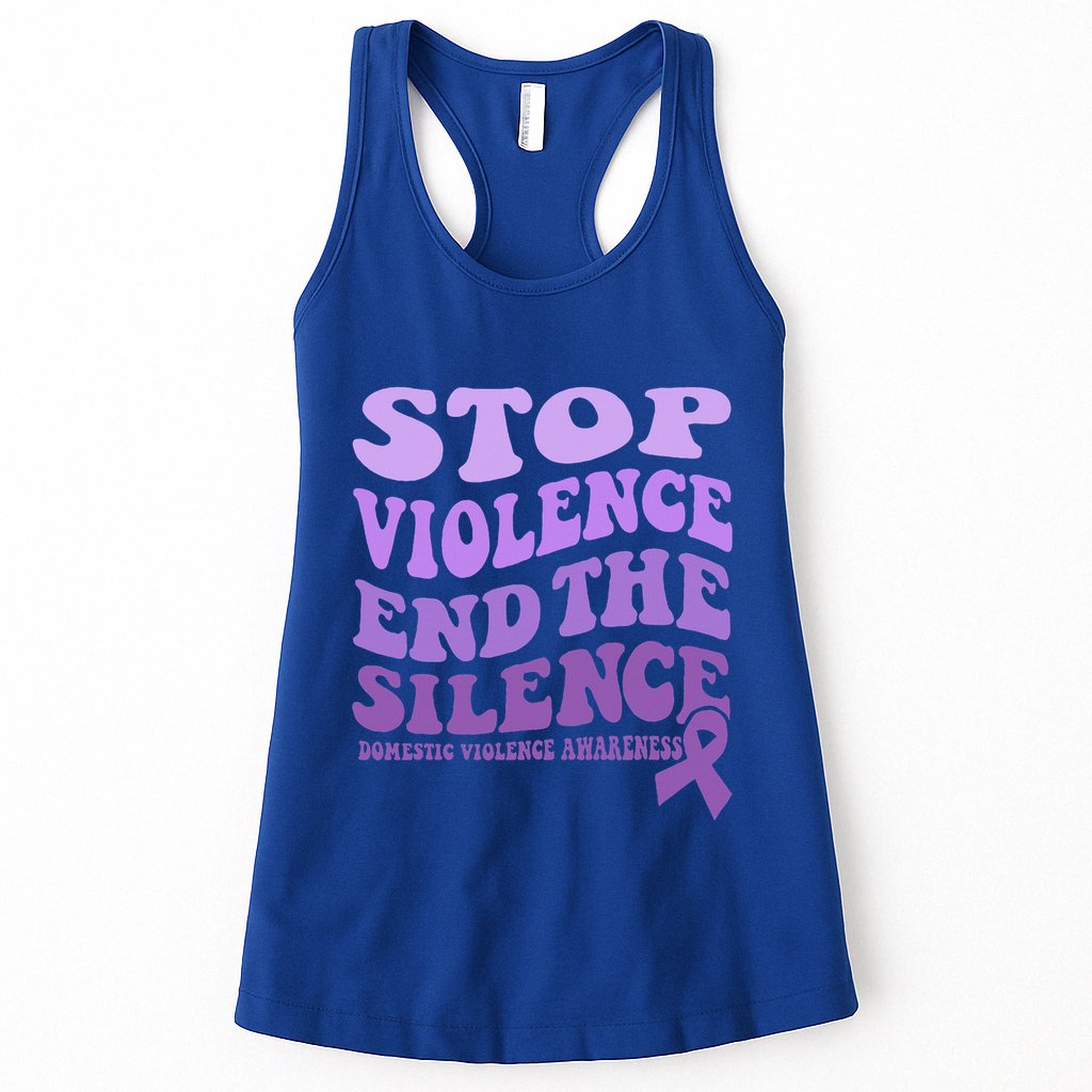 Stop Violence End the Silence Domestic Violence Awareness Womens Tank Top