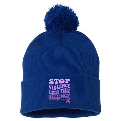 Stop Violence End the Silence Domestic Violence Awareness Pom Pom 12in Knit Beanie