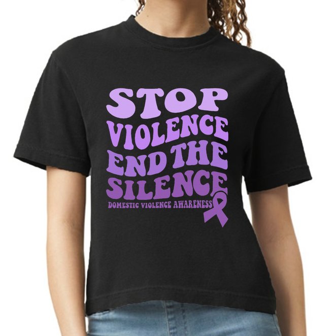 Stop Violence End the Silence Domestic Violence Awareness Comfort Colors Boxy T-Shirt