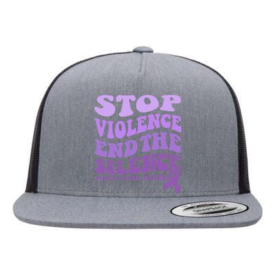 Stop Violence End the Silence Domestic Violence Awareness Flat Bill Trucker Hat