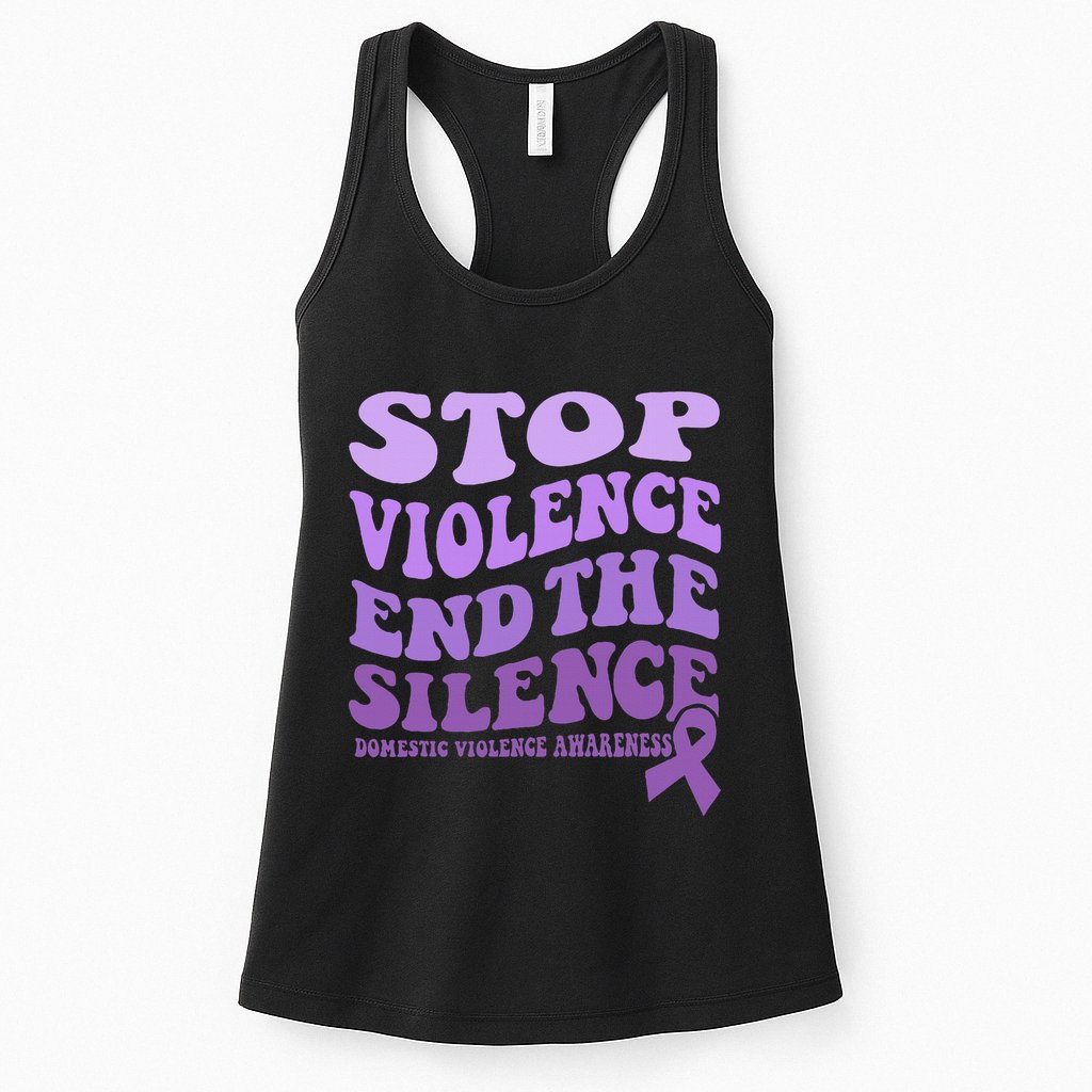 Stop Violence End the Silence Domestic Violence Awareness Womens Tank Top