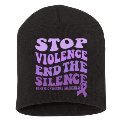 Stop Violence End the Silence Domestic Violence Awareness Short Acrylic Beanie