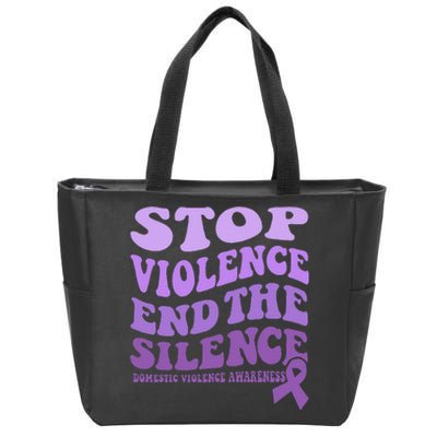 Stop Violence End the Silence Domestic Violence Awareness Zip Tote Bag