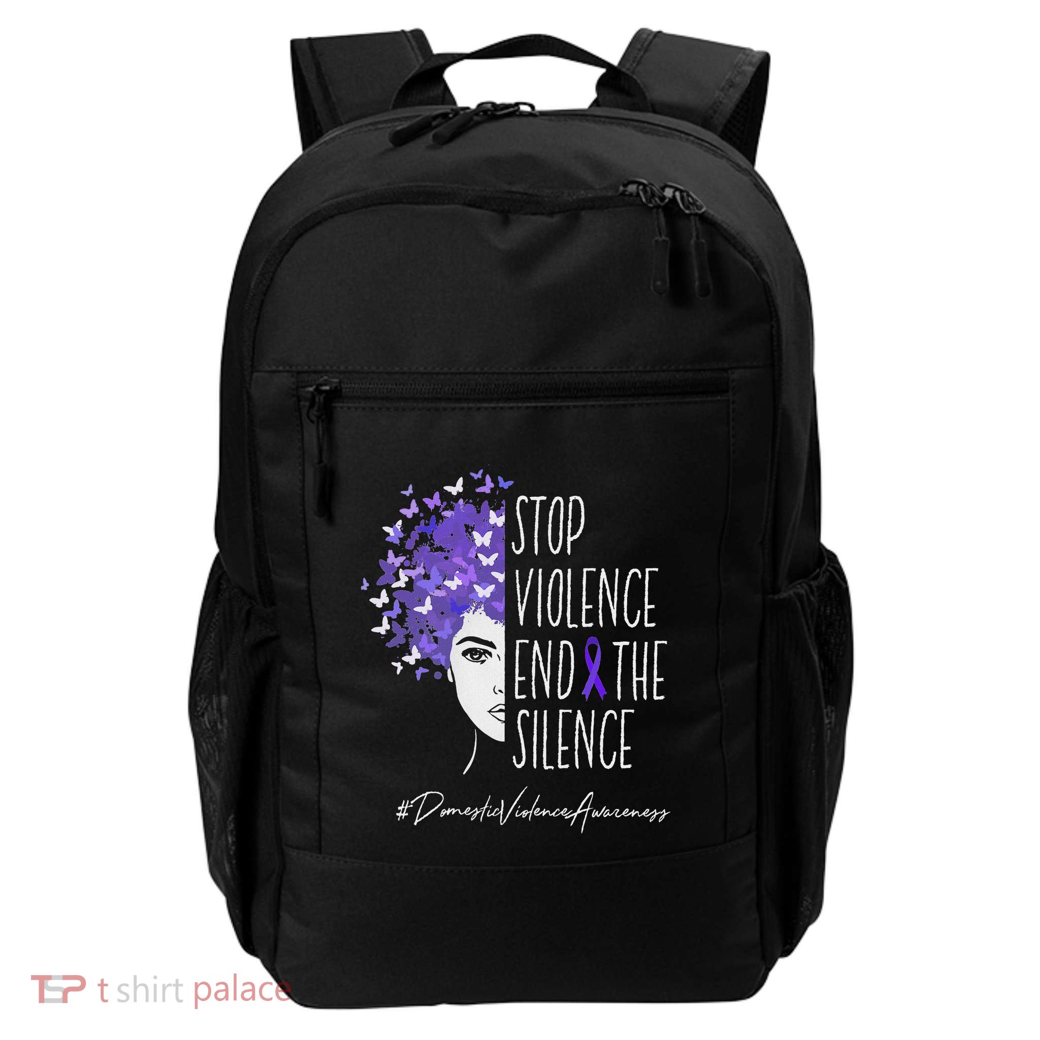 Stop Violence End Silence Domestic Violence Support Daily Commute Backpack