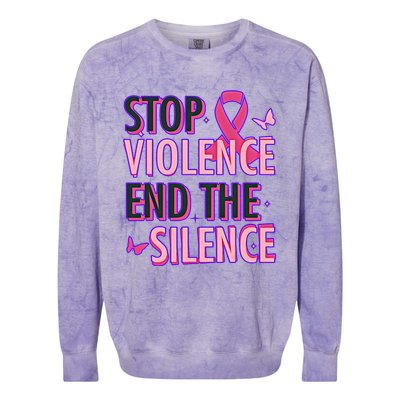 Stop Violence End The Silence Domestic Violence Awareness Colorblast Crewneck Sweatshirt