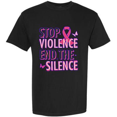 Stop Violence End The Silence Domestic Violence Awareness Garment-Dyed Heavyweight T-Shirt