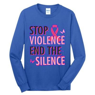 Stop Violence End The Silence Domestic Violence Awareness Tall Long Sleeve T-Shirt