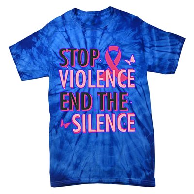 Stop Violence End The Silence Domestic Violence Awareness Tie-Dye T-Shirt