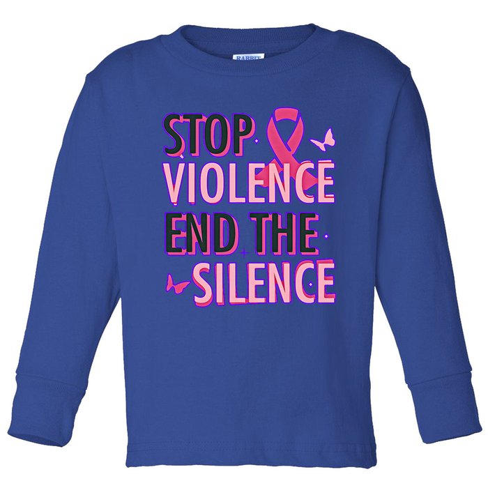 Stop Violence End The Silence Domestic Violence Awareness Toddler Long Sleeve Shirt