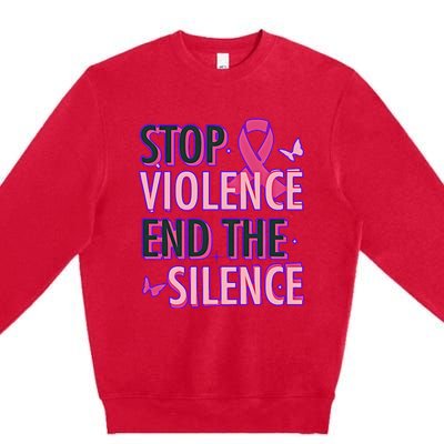 Stop Violence End The Silence Domestic Violence Awareness Premium Crewneck Sweatshirt