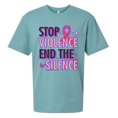 Stop Violence End The Silence Domestic Violence Awareness Sueded Cloud Jersey T-Shirt