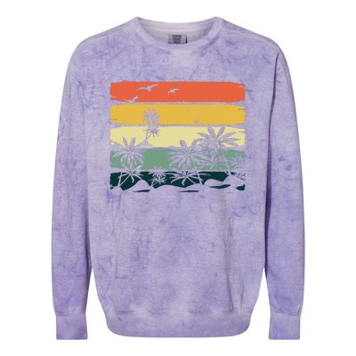 Summer Vibes Exotic Palm Trees Tropical Summer Colorblast Crewneck Sweatshirt