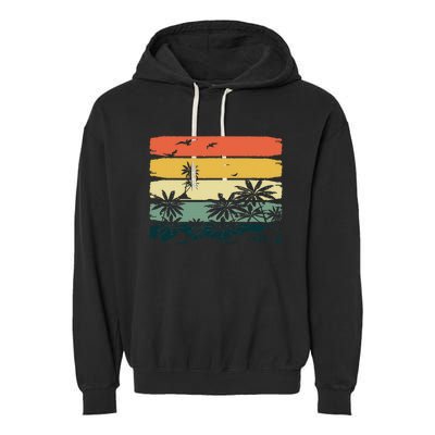 Summer Vibes Exotic Palm Trees Tropical Summer Garment-Dyed Fleece Hoodie