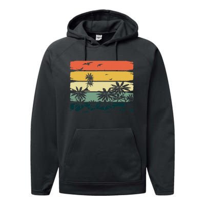 Summer Vibes Exotic Palm Trees Tropical Summer Performance Fleece Hoodie