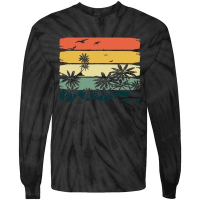 Summer Vibes Exotic Palm Trees Tropical Summer Tie-Dye Long Sleeve Shirt