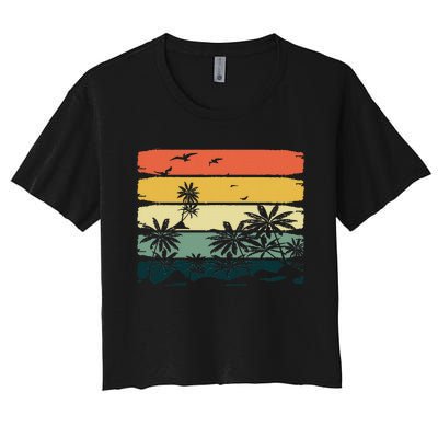 Summer Vibes Exotic Palm Trees Tropical Summer Women's Crop Top Tee