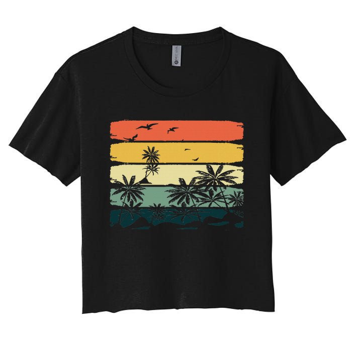 Summer Vibes Exotic Palm Trees Tropical Summer Women's Crop Top Tee