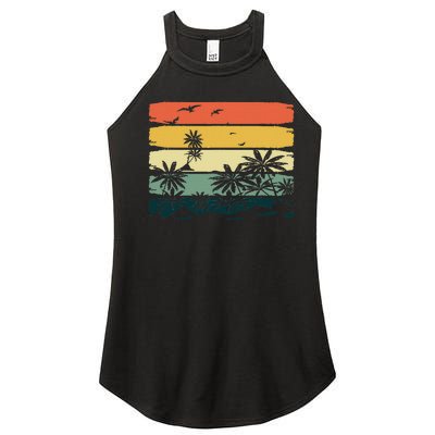 Summer Vibes Exotic Palm Trees Tropical Summer Women’s Perfect Tri Rocker Tank