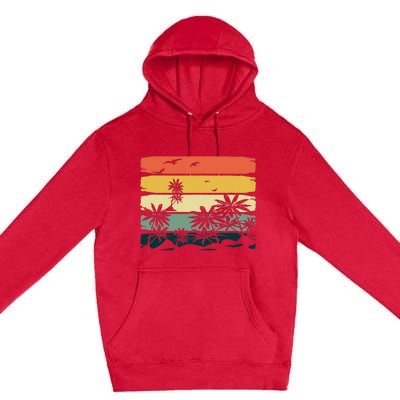 Summer Vibes Exotic Palm Trees Tropical Summer Premium Pullover Hoodie