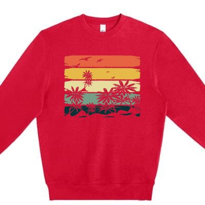 Summer Vibes Exotic Palm Trees Tropical Summer Premium Crewneck Sweatshirt