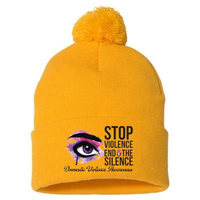 Stop Violence End Silence Domestic Violence Awareness Pom Pom 12in Knit Beanie