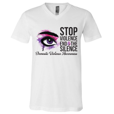 Stop Violence End Silence Domestic Violence Awareness V-Neck T-Shirt