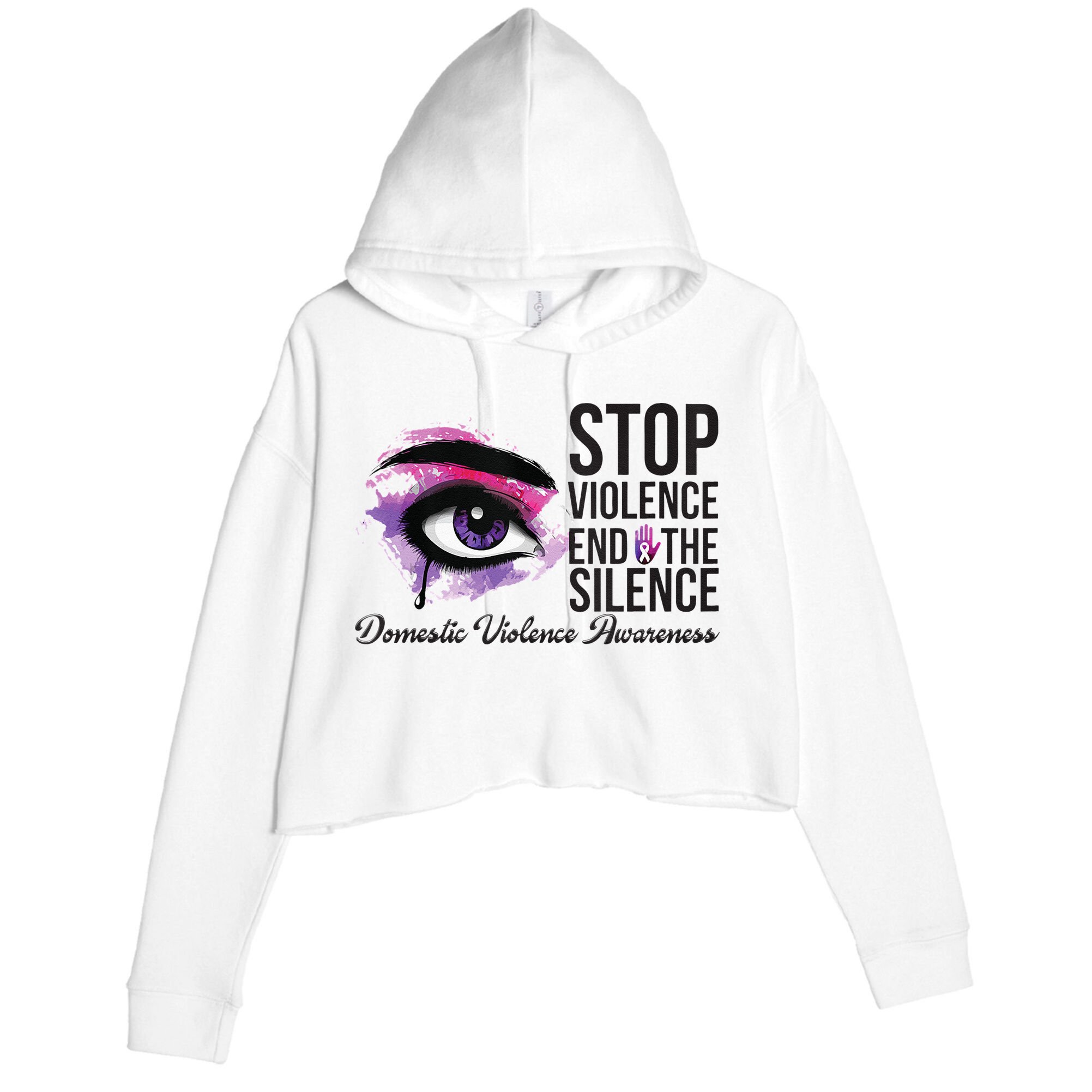Stop Violence End Silence Domestic Violence Awareness Crop Fleece Hoodie