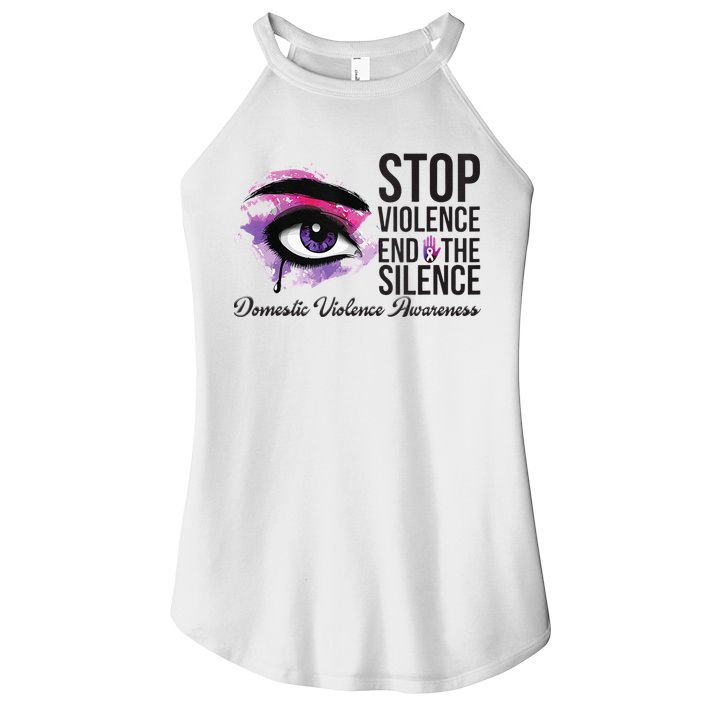 Stop Violence End Silence Domestic Violence Awareness Women's Perfect Tri Rocker Tank