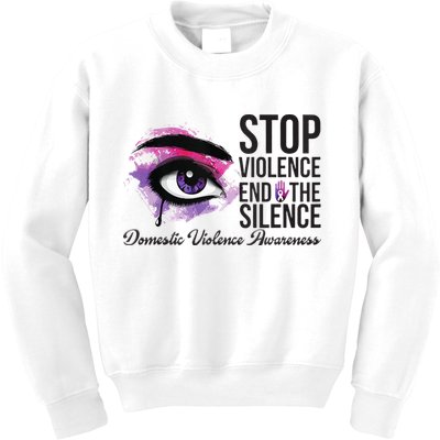 Stop Violence End Silence Domestic Violence Awareness Kids Sweatshirt