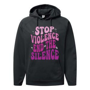 Stop Violence End the Silence Stop Domestic Violence Performance Fleece Hoodie