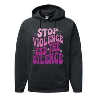 Stop Violence End the Silence Stop Domestic Violence Performance Fleece Hoodie