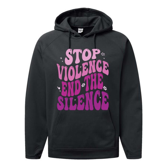 Stop Violence End the Silence Stop Domestic Violence Performance Fleece Hoodie