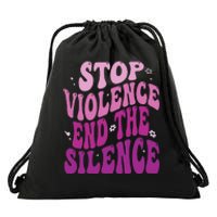 Stop Violence End the Silence Stop Domestic Violence Drawstring Bag