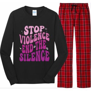 Stop Violence End the Silence Stop Domestic Violence Long Sleeve Pajama Set