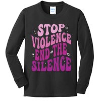 Stop Violence End the Silence Stop Domestic Violence Kids Long Sleeve Shirt