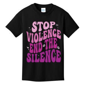 Stop Violence End the Silence Stop Domestic Violence Kids T-Shirt