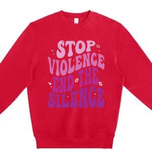 Stop Violence End the Silence Stop Domestic Violence Premium Crewneck Sweatshirt