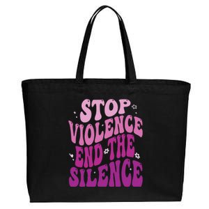 Stop Violence End the Silence Stop Domestic Violence Cotton Canvas Jumbo Tote