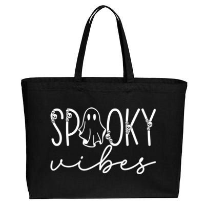 “Spooky Vibes” Eerie Halloween Design Gift Cotton Canvas Jumbo Tote