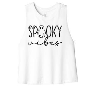 “Spooky Vibes” Eerie Halloween Design Gift Women's Racerback Cropped Tank