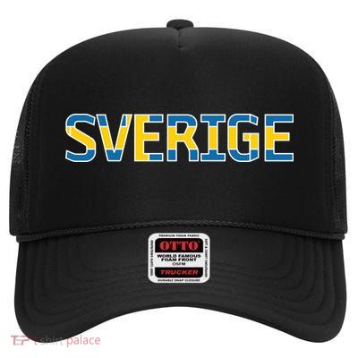 Sverige Sweden Flag High Crown Mesh Back Trucker Hat