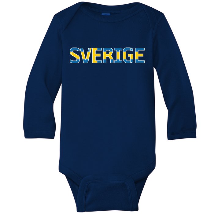 Sverige Sweden Flag Baby Long Sleeve Bodysuit