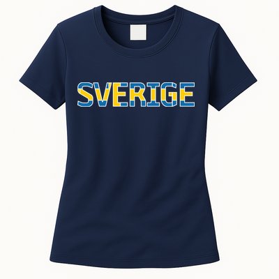 Sverige Sweden Flag Womens T-Shirt